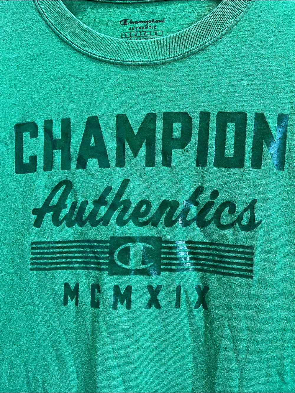 Champion Green Crewneck Graphic Tee - Authentics Print - Picture 2 of 6
